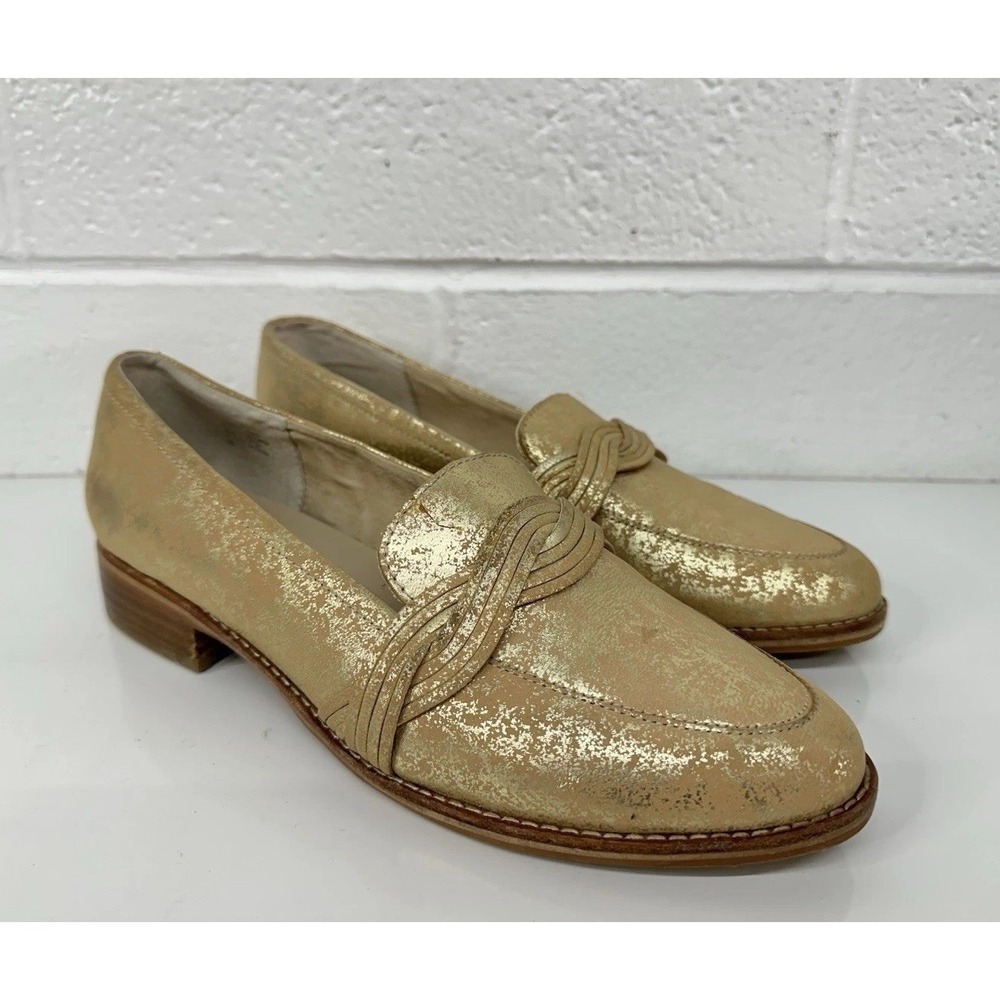Anthropologie Loafers Gold Metallic Braided Lien do / Women's 10